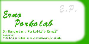 erno porkolab business card